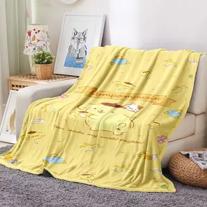 New Sanrios Pompom Purin Kawaii Cartoon Throw Blanket Anime Plush Sofa Cover Bedspread Travel Picnic Beach Towel Fans Gift