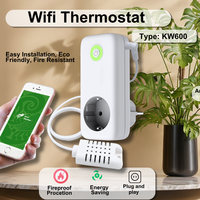 Controlador de Temperatura Inteligente WiFi de Diseño Europeo Moderno para Sala de Estar con Sensor de Temperatura y Humedad, Medidor de Energía, API Abierta