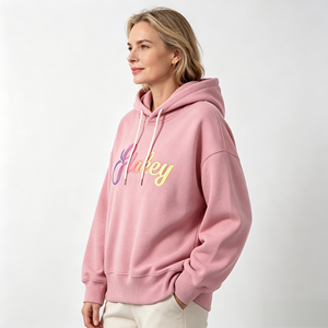 Sweat-shirt à capuche en polaire rose pour femmes, coupe courte, logo personnalisé, vêtements décontractés d'hiver - Product Image 2