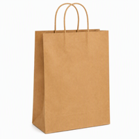 Sac en papier kraft brun écologique avec logo personnalisé et poignées torsadées, sac d'emballage alimentaire recyclable pour boulangerie et boutique