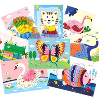 Ensemble d'autocollants animaux de dessin animé faits à la main pour enfants (garçons et filles) pour exercer leur dextérité manuelle