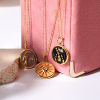 Manna Vintage Gouttes Colorées Huile 12 Constellation Pendentif Zircon Acier Inoxydable Or 18K Zodiaque Bracelet Charms