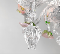 Nouveau modèle 2026 Lustre en verre soufflé artisanal Murano, suspension pour salon et salle à manger, style campagne française, avec pendentifs bougie en cristal rose