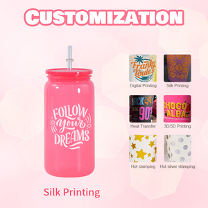 Bicchieri in plastica acrilica <span class=keywords><strong>da</strong></span> 16 once <span class=keywords><strong>con</strong></span> coperchi colorati Design minimalista barattolo di birra boccale cinque colori che personalizzano il Logo Back School - Product Image 4