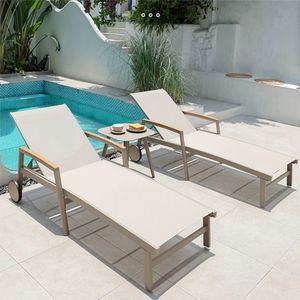 Swmimming Pool Chaise Bed Beach Water Lounger Recliner Beach <b>Chairs</b> Day Bed Aluminium Bed Outdoor Furniture with <b>Wheels</b> - Product Image 2