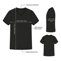 T-shirt uni à manches courtes respirant en coton 100% noir de qualité supérieure, col en V, logo personnalisé imprimé en sérigraphie sur le devant, pour hommes et femmes