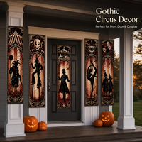 Lot de 5 Bannières de Clown d'Halloween Marque GASSER, Panneaux Suspendus Effrayants de Cirque 59x16, Décorations Gothiques pour Fêtes, Cosplay, Porte d'Entrée