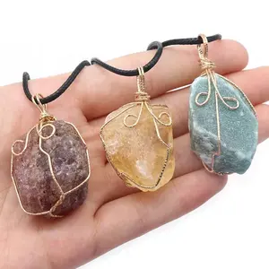 Modeschmuck Rough Crystal Jewelry Halskette Healing Stone Crystal Anhänger Halskette