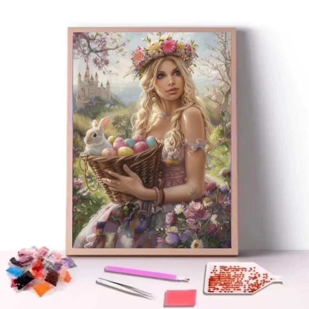 COOLEVE personalizado impreso DIY diamante pintura cuadrado completo hogar Decoración Pascua estilo retrato chica Animal flor Dropshipping producto