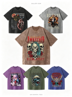 Kaos Lengan Pendek Vintage 300G Heavyweight Washed, Gaya Eropa Amerika, Longgar dan Serbaguna