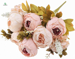 Ramo de flores de seda de peonía artificial, decoración de boda para el hogar, <span class=keywords><strong>rosa</strong></span> claro - Product Image 3