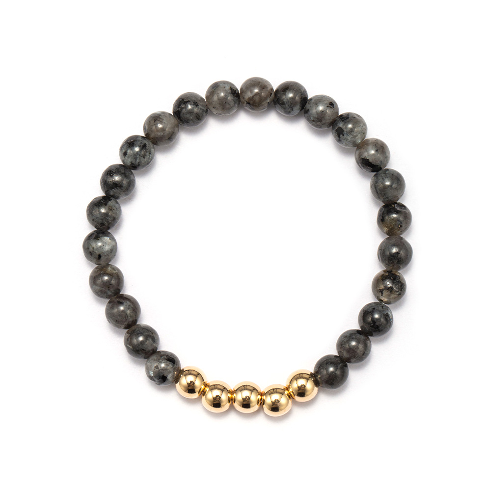 Labradorite noire + hématite