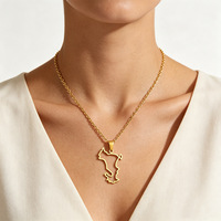 Collier Chaîne en Acier Inoxydable Plaqué Or 18K, Carte de Mayotte France, Pendentif Carte de Mayotte Argent