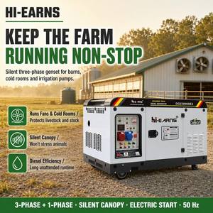 Generador Silencioso Hi-earns DG23000SE3 de 15kw 16kw 20kva 22kva con Motor de Dos Cilindros 2V98, Generador DG23000SE3 de 20kva DG2300 - Product Image 3