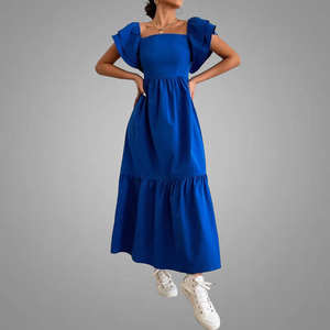 Robe décontractée pour femmes, vêtements pour femmes, manches superposées, à volants, ourlet papillon, robes à volants, à col carré, nouvelle collection, - Product Image 3