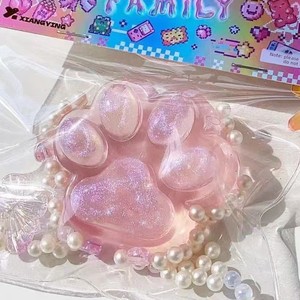 Juguete Antiestrés Transparente con Forma <span class=keywords><strong>de</strong></span> Pata <span class=keywords><strong>de</strong></span> Gato y Mariposa, Ecológico, Colorido, con Purpurina Fina, el Más Vendido - Product Image 1