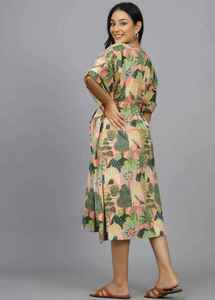 Vestido Kaftán Maxi de Algodón con Estampado de Pavo Real, Hecho a Mano en India, Ligero y Transpirable, para Playa o Resort, Estilo Boho para Mujer - Product Image 2