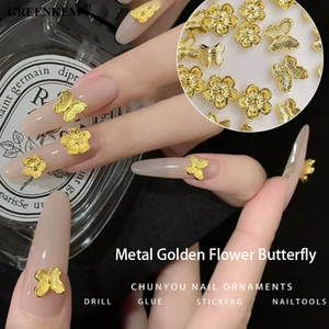 10 pièces sac métal doré fleur papillon ongles strass taille mixte <span class=keywords><strong>Design</strong></span> manucure déco Nail Art décoration - Product Image 4