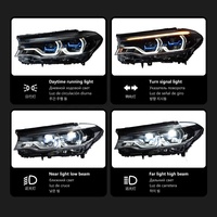 Phares LED modifiés pour BMW Série 5 G30 2018-2020 pré-LCI, avec feux de jour LED Angel Eye et clignotants séquentiels