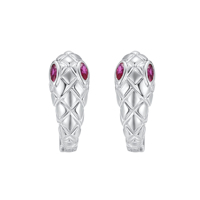 Anting-anting stud ular berbahan PT950 dengan ruby alami tahun 2025 untuk wanita dan pria - Perhiasan hadiah ulang tahun & pesta