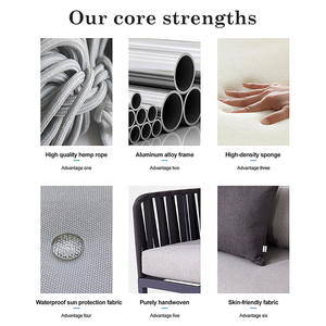 Mejor Patio moderno Conversación Loveseat Sofá Muebles Jardín al aire libre Cuerda <span class=keywords><strong>de</strong></span> aluminio Sofá seccional Set para la <span class=keywords><strong>venta</strong></span> - Product Image 2