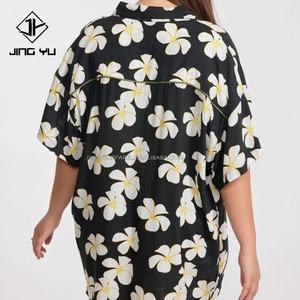 Robe chemise en rayonne viscose à imprimé personnalisé Hawaï avec poche et boutons - Product Image 2