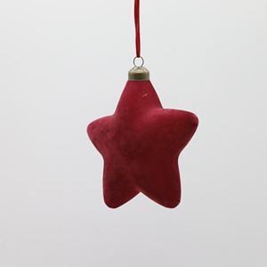 Décoration de Noël en forme de cœur d'oignon en <span class=keywords><strong>verre</strong></span>, en velours floqué, rouge vin, gris, 8*8 cm, vente en gros d'usine - Product Image 5