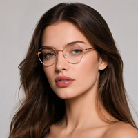 Gafas de Titanio Ovaladas de Moda para Mujer, Monturas Ópticas de Titanio Ultraligeras con Lentes Transparentes de PC, Gafas Casuales Diarias para Dama