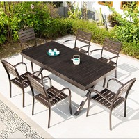 Table et chaises de salle à manger d'extérieur en alliage d'aluminium, design moderne, résistant aux UV, durable, imperméable, résistant au soleil, pour cour, villa, balcon