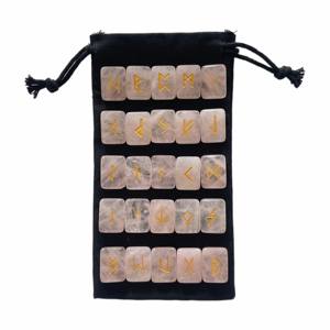 Piedra de energía curativa de cristal rosa personalizada, curvada a mano, con símbolo de energía, runas, letra, palabra. - Product Image 6