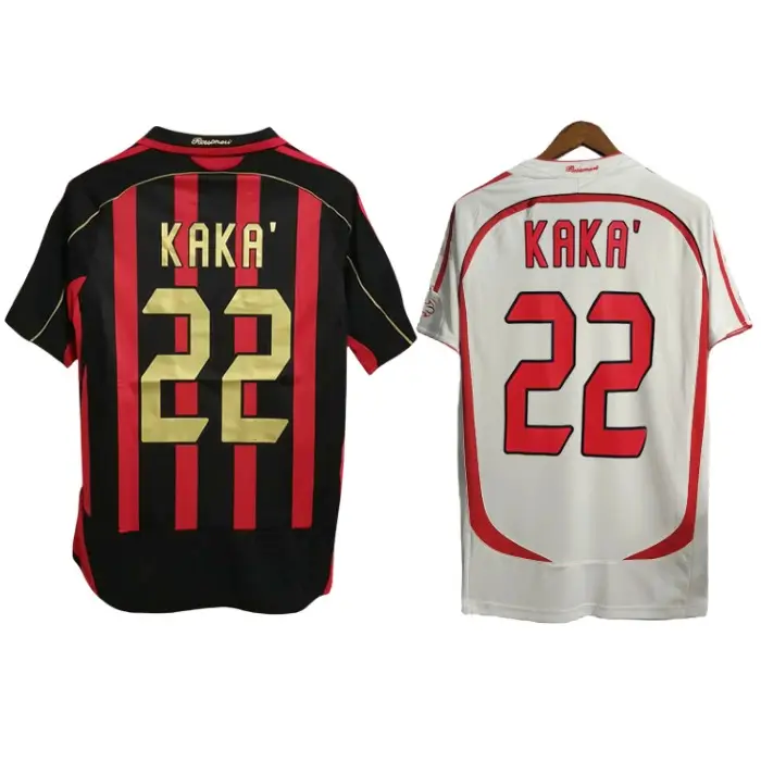 06-07 ac milão maillot kaka 22 home away tailândia qualidade adulto retro futebol jersey personalizado vintage futebol camisa em branco