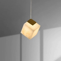 Lampadario Moderno a LED in Marmo Naturale di Alta Qualità, Lampada a Sospensione Quadrata Dorata per Camera da Letto e Negozio di Abbigliamento