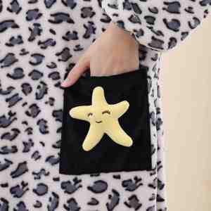 Lussuoso Accappatoio <span class=keywords><strong>con</strong></span> Stampa Leopardata, Cartone Animato Carino, Traspirante, Morbido, <span class=keywords><strong>con</strong></span> Cappuccio e Tasca a Stella, Elegante e Casual per Primavera/Autunno/Estate/Inverno - Product Image 5