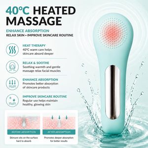 Skin Face Care Electric Facial Cleaning 45 Degree Warm Function Massage Brush Waterproof Silicone Facial Cleansing Brush - Product Image 3
