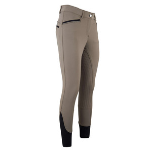 Women's Breathable White/<strong>Beige</strong> Equestrian Riding <strong>Tights</strong> with Knee Grip Competition Horse Products Pants - Product Image 3