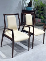 Chaise en bois de noyer moderne en gros avec dossier en cuir PU blanc - Chaises de salle à manger classiques pour la maison et le café