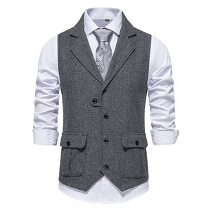 <span class=keywords><strong>Chaleco</strong></span> de ropa exterior informal de <span class=keywords><strong>Tweed</strong></span> Retro para <span class=keywords><strong>hombre</strong></span> M88 <span class=keywords><strong>Chaleco</strong></span> de decoración de botones de temporada de primavera - Product Image 6