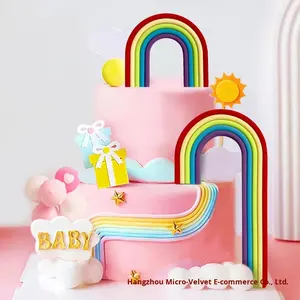 ของตกแต่งเค้กดินโพลิเมอร์ 3 มิติ ลายสายรุ้ง สไตล์โบโฮ ซีรีส์ INS สำหรับงานปาร์ตี้ ทำในจีน ขายดีข้ามพรมแดน - Product Image 4