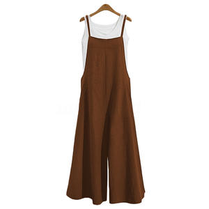 Damen-<span class=keywords><strong>Jumpsuit</strong></span> mit Weitem Bein und Schlichtem Muster aus Leinen-Baumwolle mit Quadratischem Kragen für Sommer-Outfits & Playsuits - Product Image 6