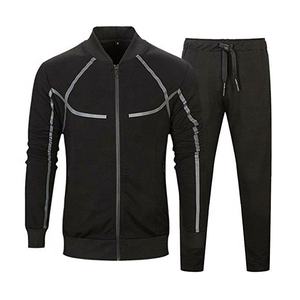 Survêtements de haute qualité pour hommes en taille plus, deux pièces, manches longues, coton, polyester, polaire, fermeture éclair, pour la salle de sport et le jogging - Product Image 1