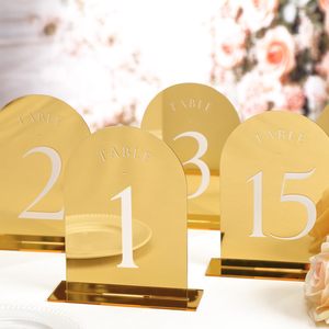 Factory Wholesale 1-15 <strong>Arched</strong> Double-sided Numbers <strong>Wedding</strong> Centerpieces Table <strong>Decorations</strong> Place Cards for Party Supplies - Product Image 1