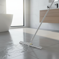 Balai Magique Créatif en Silicone avec Manche en PP Écologique, Serpillère en Silicone avec Grattoir Rotatif pour Sols