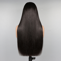 Peluca de Cabello Remy Vietnamita Nuocheng SDD, Liso Natural, con Frente de Encaje sin Pegamento, Color Negro, para Mujeres, 250% de Densidad, Largo Extendido