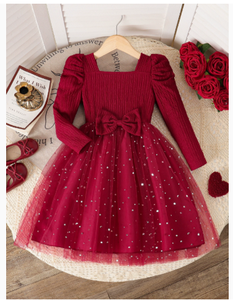 open lace back dress Kids Pink Velvet Ruffle Fancy Winter Christmas Holiday Dress – The White  Cottage on Main main image 1