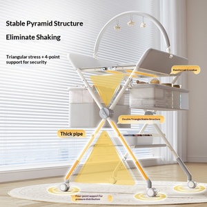 Baby Diaper Changing Table with Mosquito Net Foldable Metal Frame American Style Portable Multifunction for Newborns - Product Image 5