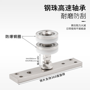 Sliding Door Hardware <b>Kit</b> Aluminum Alloy <b>Rolling</b> Smoothly For Cabinet Doors YG218 - Product Image 3