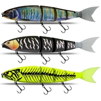 Leurre de pêche Jerk Minnow 30 cm, 4 articulations, flottant/à coulée lente, pour eaux moyennes et profondes, en ABS, avec hameçons, pour la pêche en eau salée