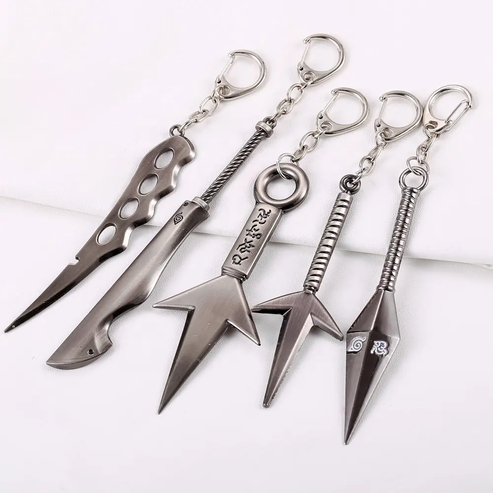 LLavero de Metal de Naruto Kakashi, Kunai espada Ninja, colgante de dardo ninja para Cosplay, novedad