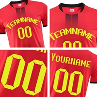 Jersey Sepak Bola Custom dengan Nama Nomor Logo Tim Garis Merah Putih untuk Penggemar Klub Sekolah Pesanan Grosir Pengiriman Cepat Terjamin
