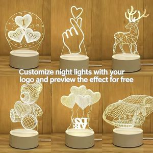 Lampe <span class=keywords><strong>Illusion</strong></span> 3d Led Custom Room Décorative Enfants Usb Acrylique 3d Led Veilleuse Lampe de Table 3d Veilleuse pour Enfants Cadeau - Product Image 3
